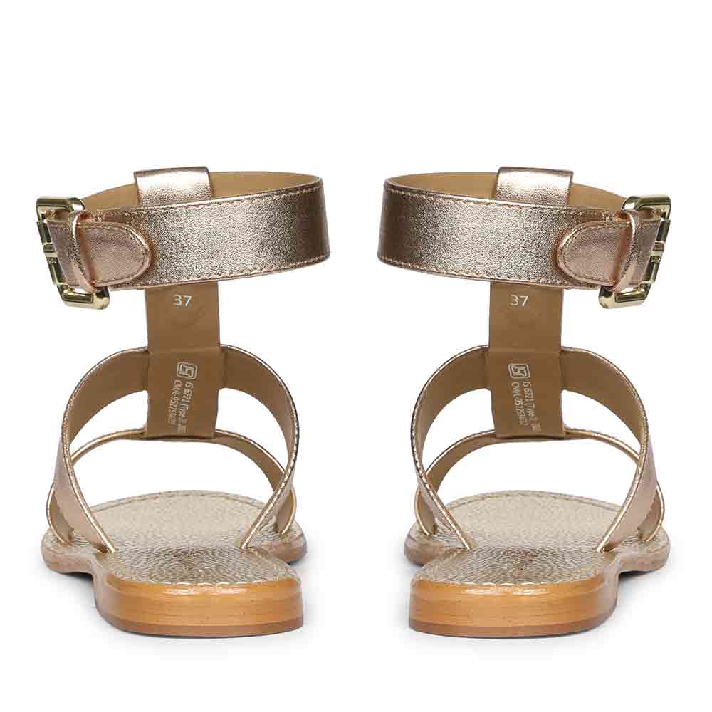 Saint Ida Metal Studded Metallic Rose Leather Sandals