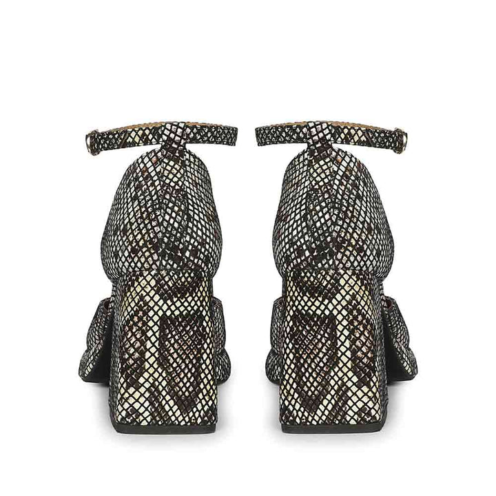 Saint Emma Brown and White Snake Print Leather Heels
