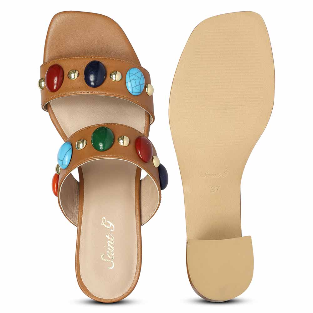 Cuoio Leather Embellished Heel Sandals