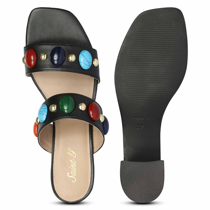 Multi-Stone Black Dress Heels