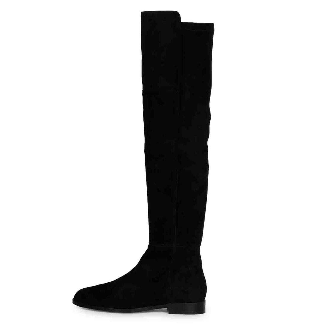Saint Isabella Black Stretch Suede Above The Knee Boots