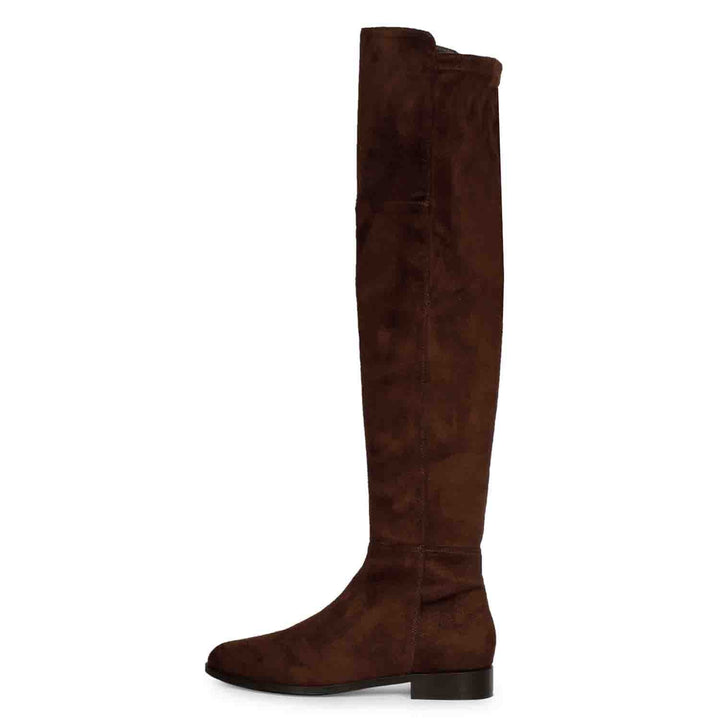 Saint Isabella Brown Stretch Suede Above The Knee Boots