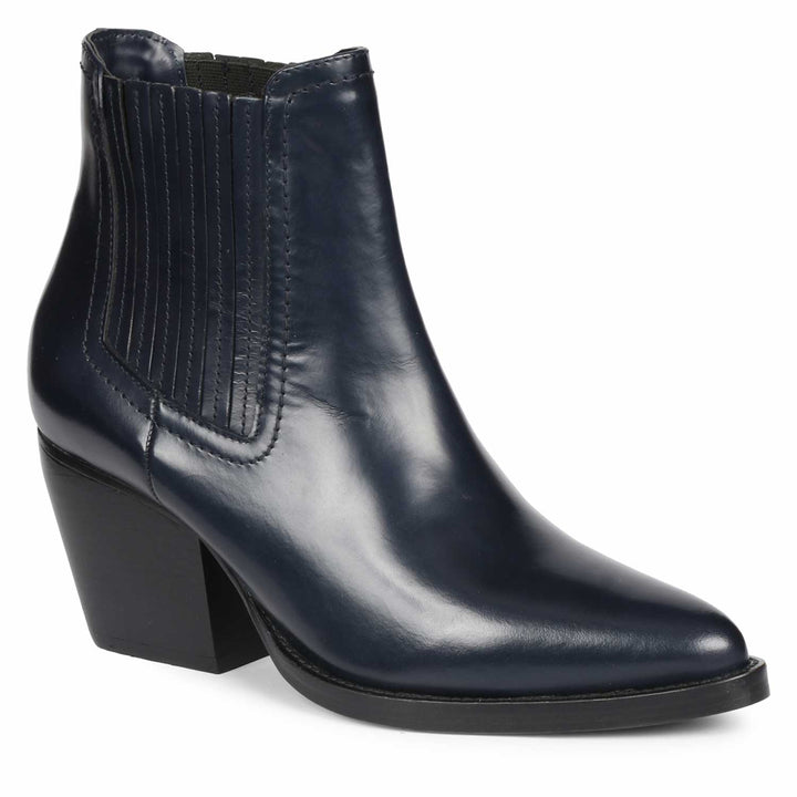 Saint Helena Blue Shiny Patent Leather Chelsea Boots