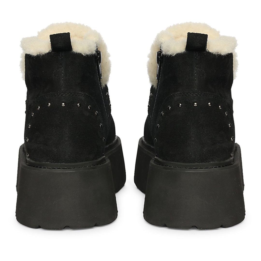 Saint Frionne Black Suede Leather Fur Lined Platform Boots