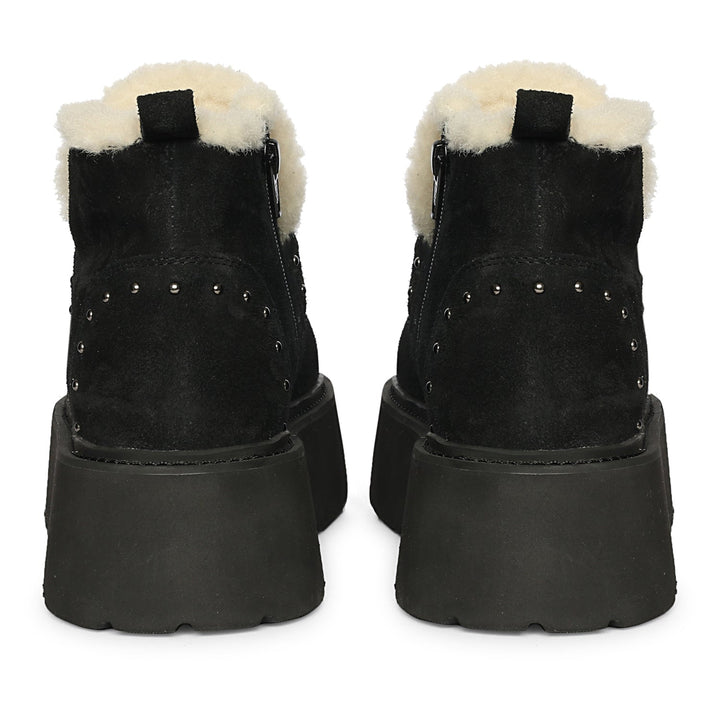Saint Frionne Black Suede Leather Fur Lined Platform Boots