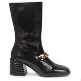 Laoise Black Distressed Leather High Ankle Boots