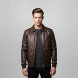 Saint Joshua Chocolate Brown Leather Men's Jackets