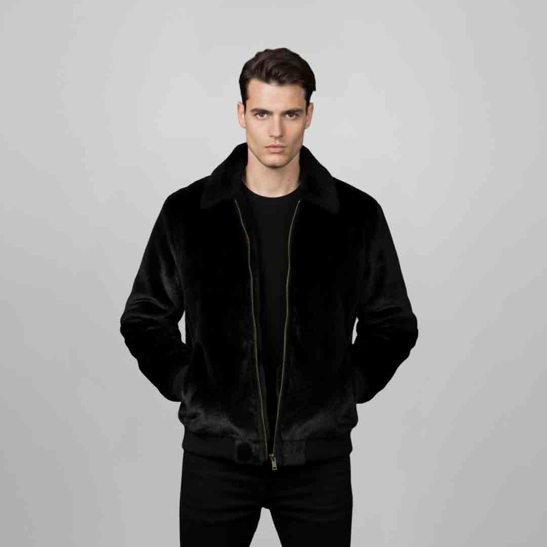 Saint Luca Black Fur Men's Jacket
