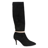 Saint Lumina Golden Cord String Black Stretch Suede Long Boots