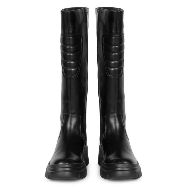 Saint Eloïse Black Leather Lug Sole Long Boots