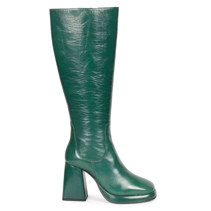 Saint Jolène Green Harrod Patent Leather Long Boots