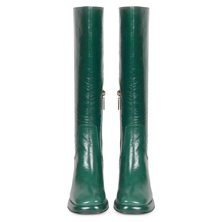 Saint Jolène Green Harrod Patent Leather Long Boots