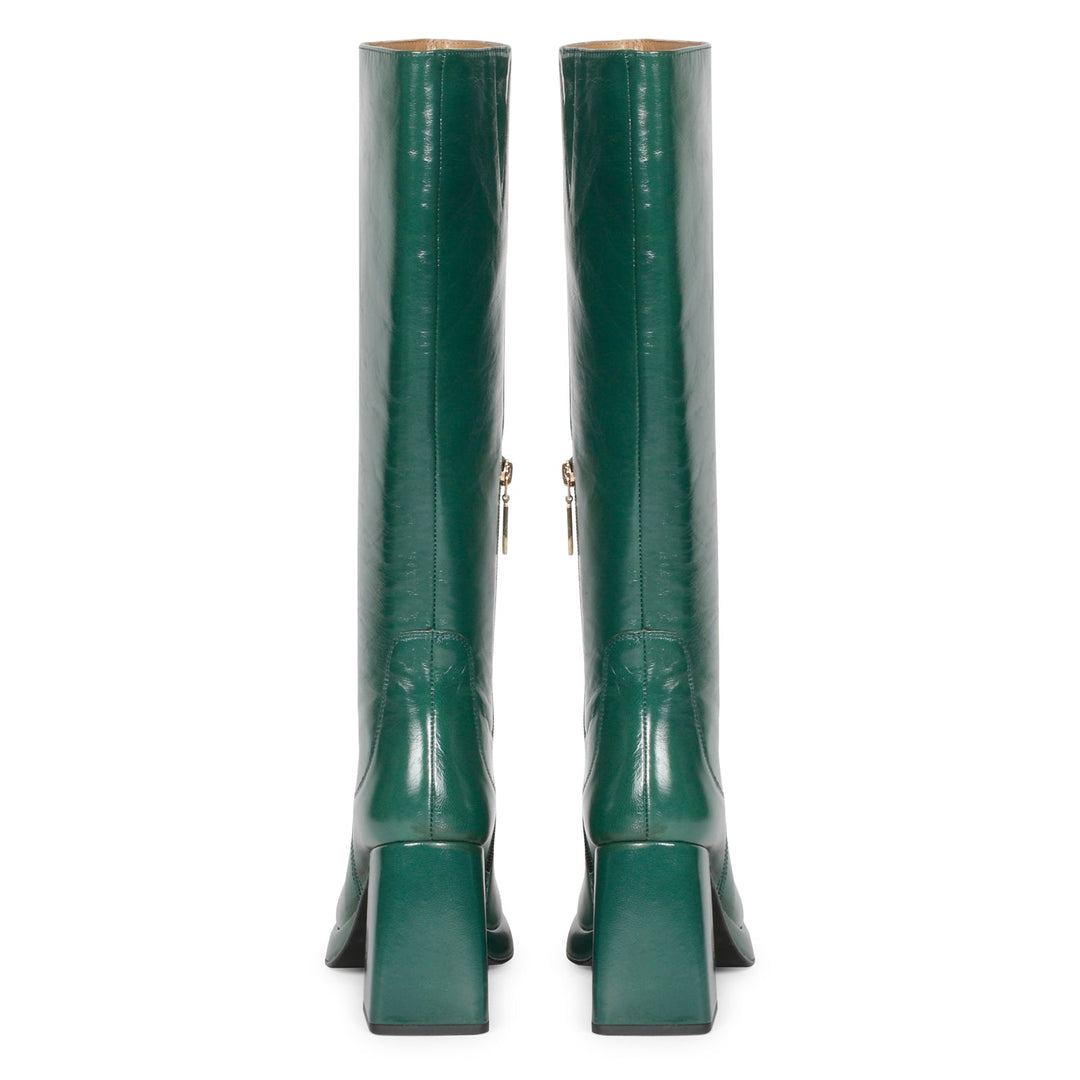 Saint Jolène Green Harrod Patent Leather Long Boots