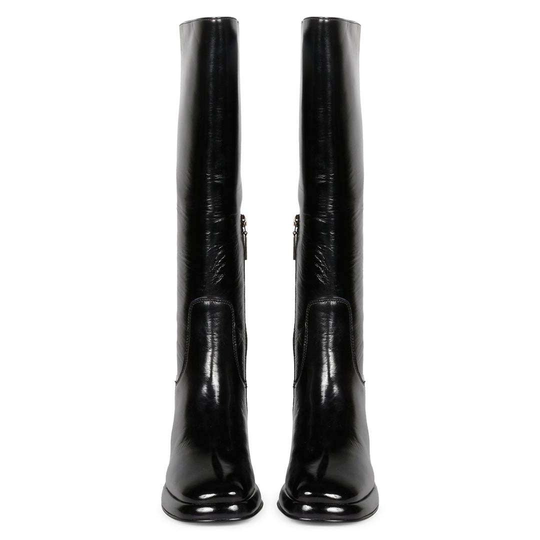 Saint Jolène Black Harrod Patent Leather Long Boots