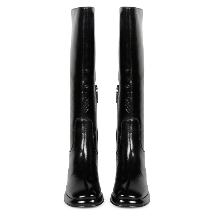 Saint Jolène Black Harrod Patent Leather Long Boots