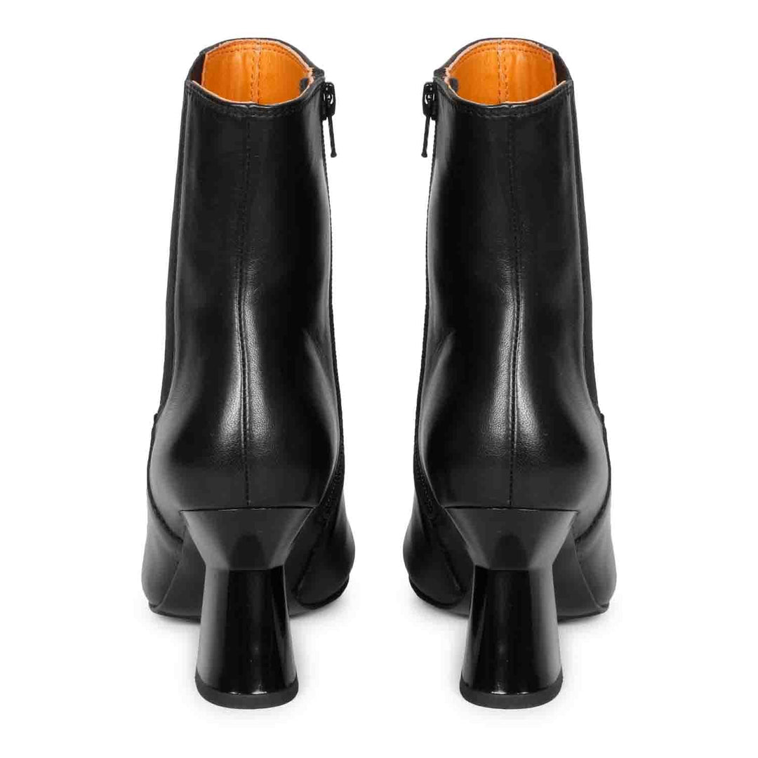 Saint Elliana Black Leather Sculpted Heel Inside Zip Boots