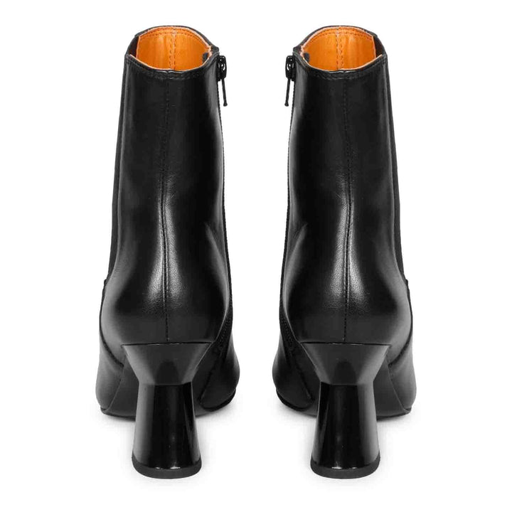 Saint Elliana Black Leather Sculpted Heel Inside Zip Boots