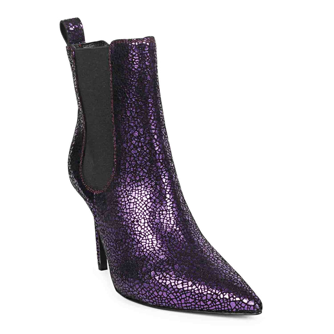 Saint Arely Purple Leather Kitten Heel Boots