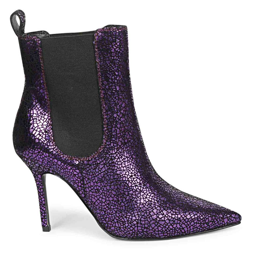 Saint Arely Purple Leather Kitten Heel Boots