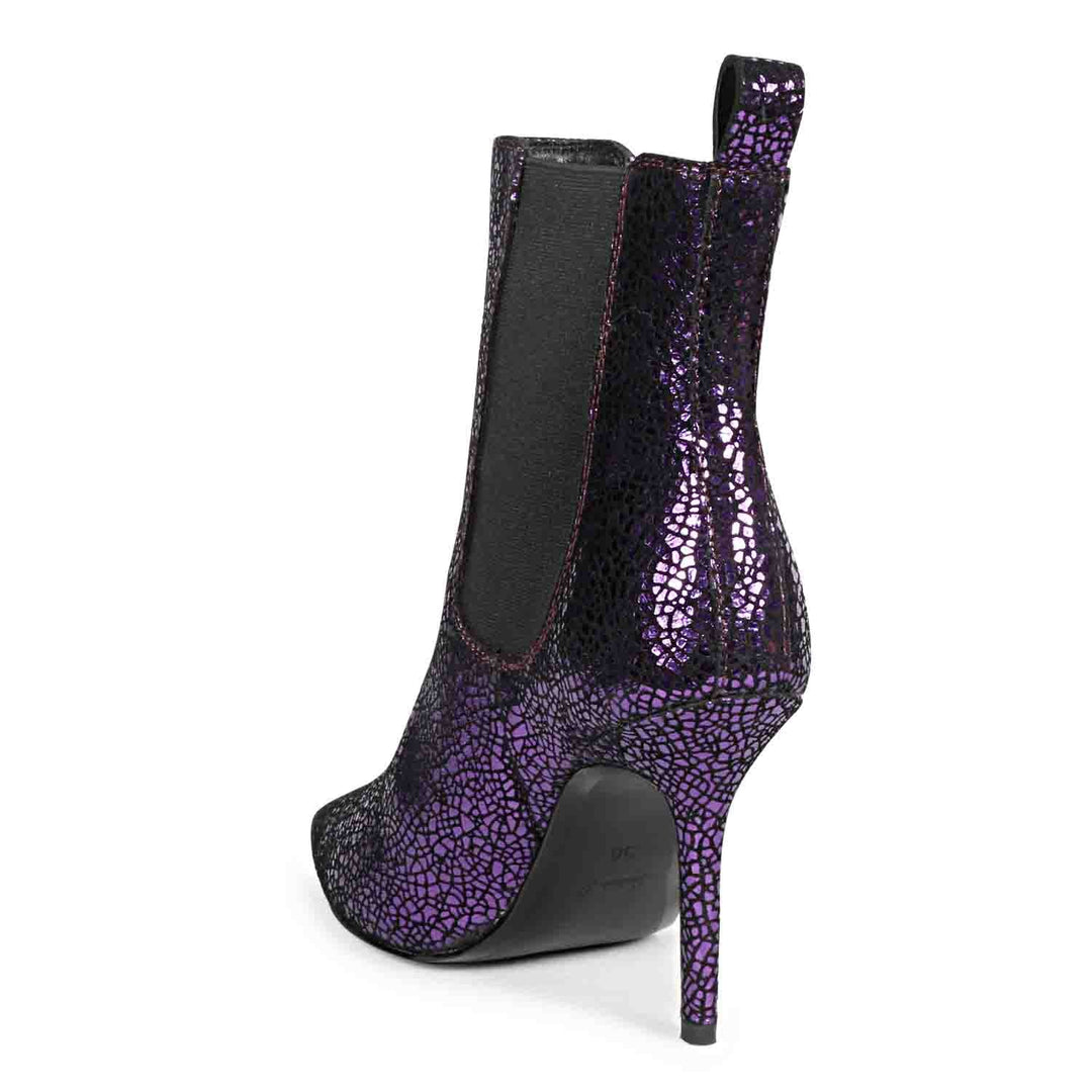 Saint Arely Purple Leather Kitten Heel Boots