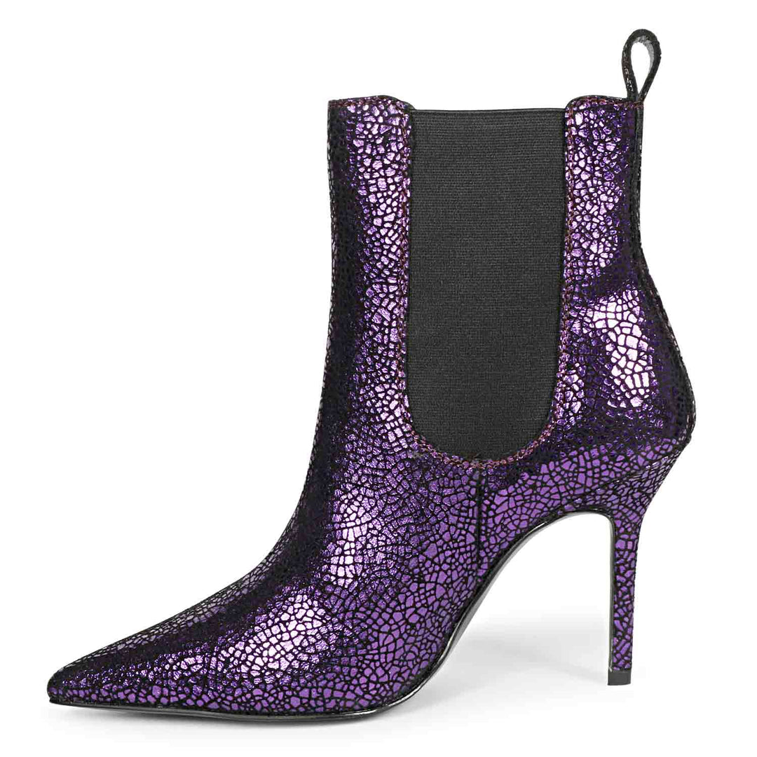 Saint Arely Purple Leather Kitten Heel Boots