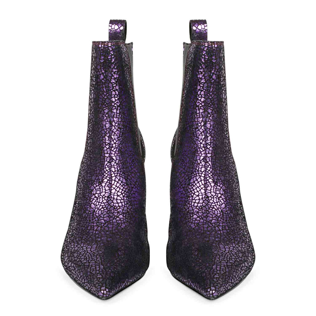 Saint Arely Purple Leather Kitten Heel Boots