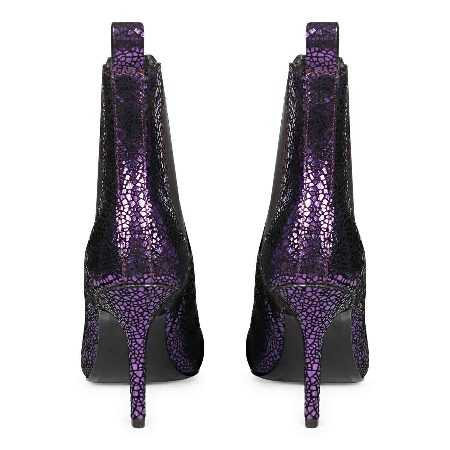 Shop Women's Arely Purple Leather Kitten Heel Boots Online – SaintG UK