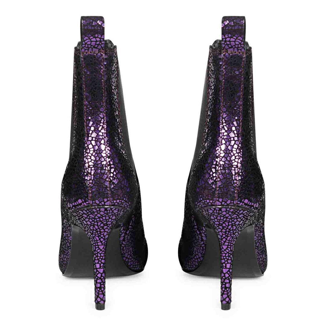 Saint Arely Purple Leather Kitten Heel Boots