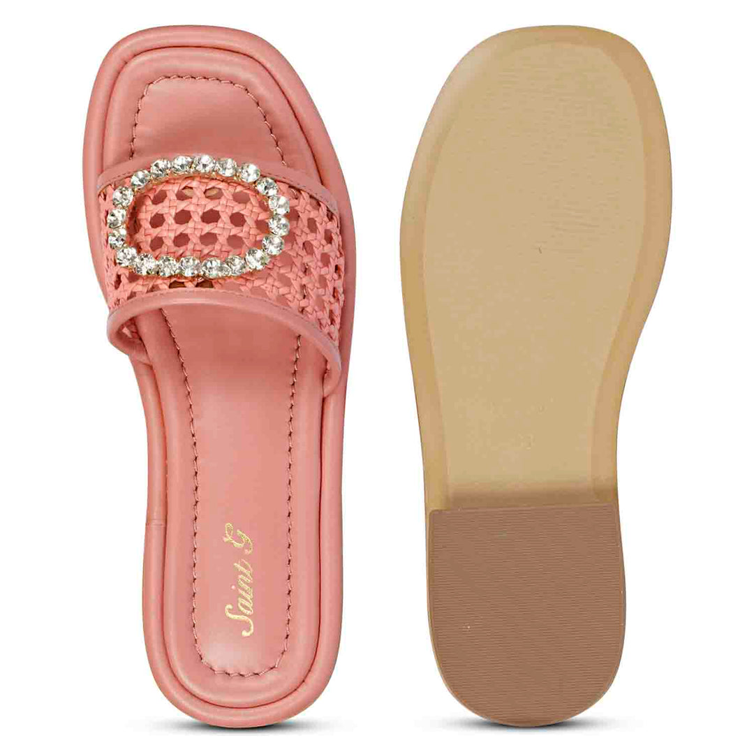 Saint Carly Coral Leather Flat Sandal