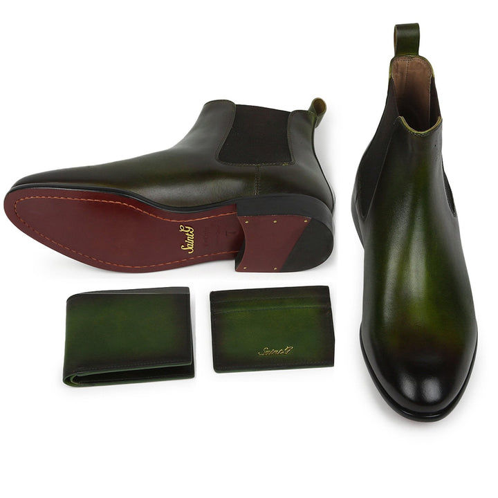 Saint Agostino Two Color Toned Olive Leather With Set