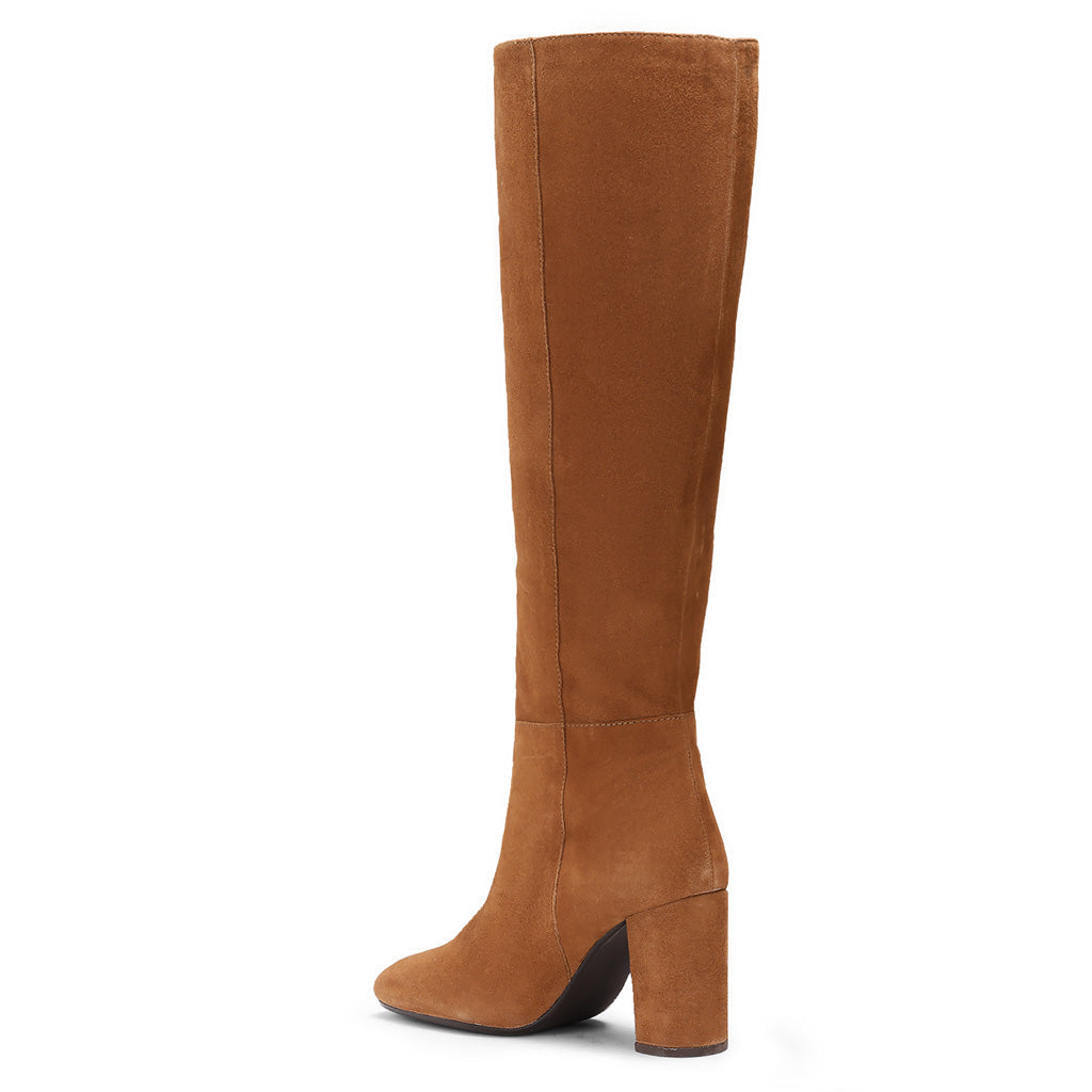 Saint Priscilla Tan Suede Leather Knee High Slouch Boots