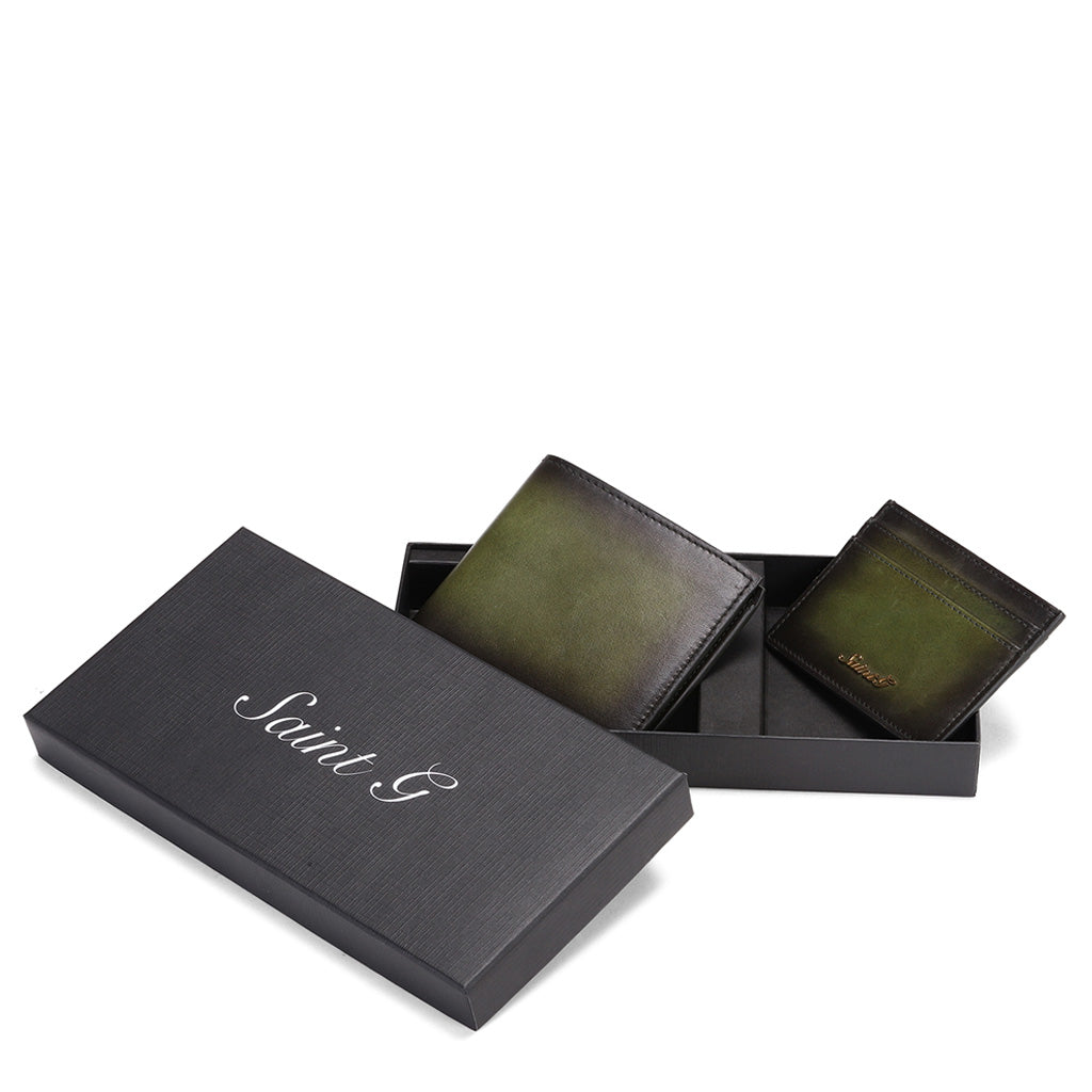 Saint Agostino Two Color Toned Olive Leather With Set