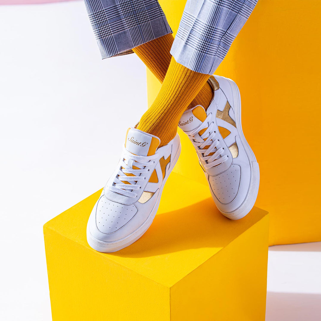 Saint Felix White & Yellow Leather Sneakers