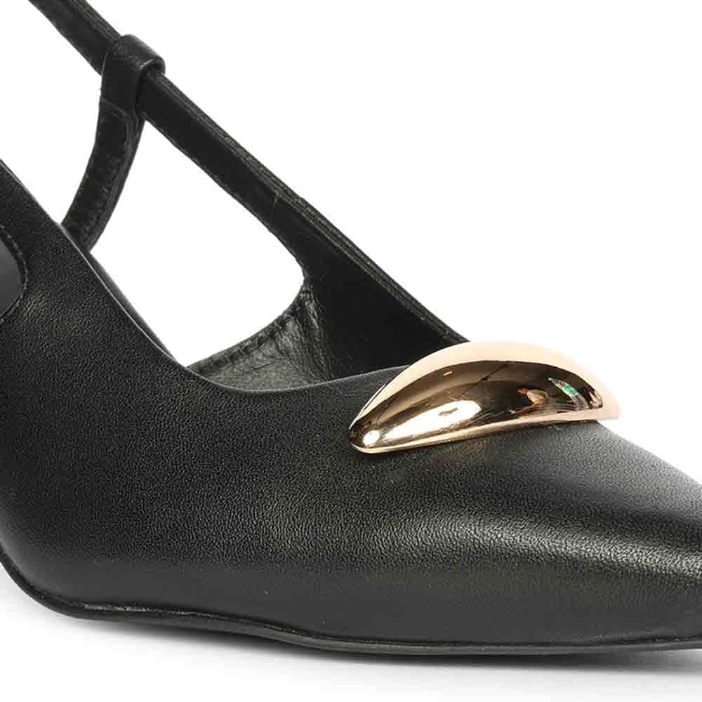 Saint Inara Black Leather Slingback Heels