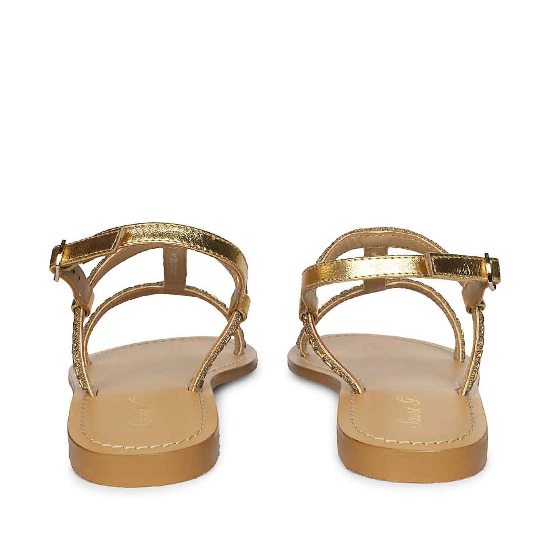Saint Raelin Metallic Gold Leather Embellished Sandals