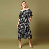 Saint Elise Womens Black Colour Printed Long Dress