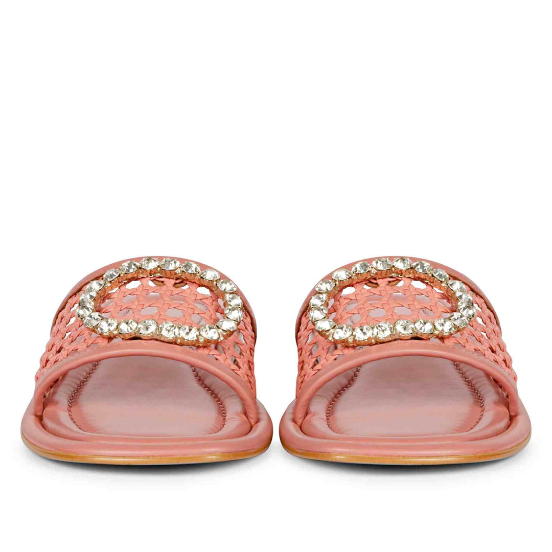 Saint Carly Coral Leather Flat Sandal