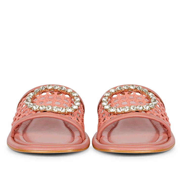 Saint Carly Coral Leather Flat Sandal