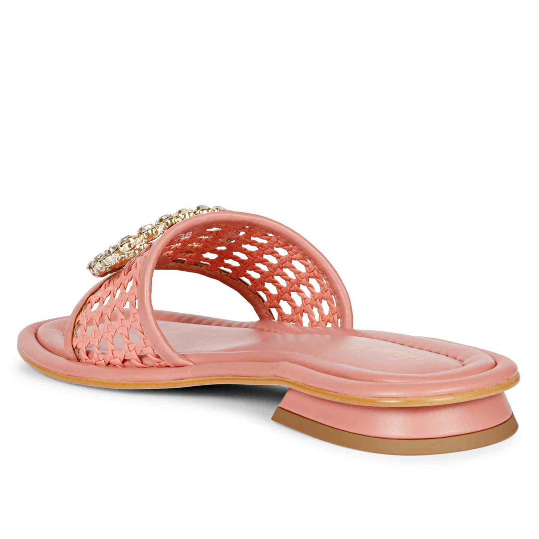 Saint Carly Coral Leather Flat Sandal