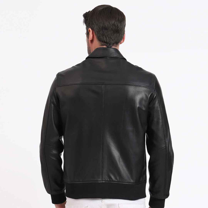 Saint Frayn Black Leather Men's Jackets