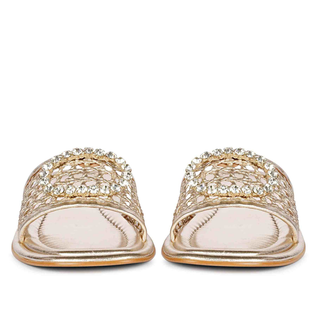 Saint Carly Gold Leather Flat Sandal