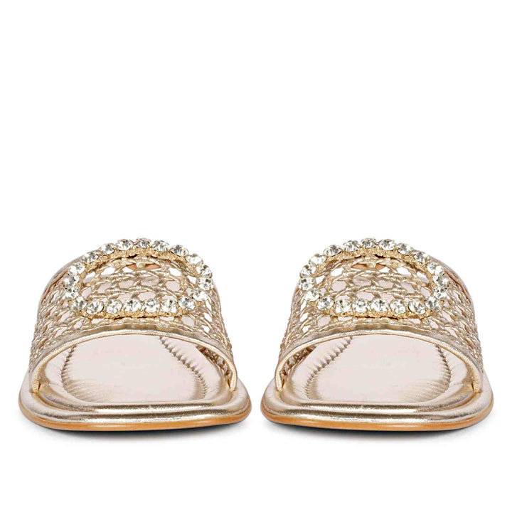 Saint Carly Gold Leather Flat Sandal