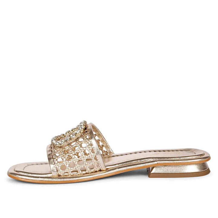 Saint Carly Gold Leather Flat Sandal