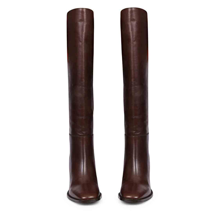 Saint Lia Brown Leather Knee High Slouch Boots