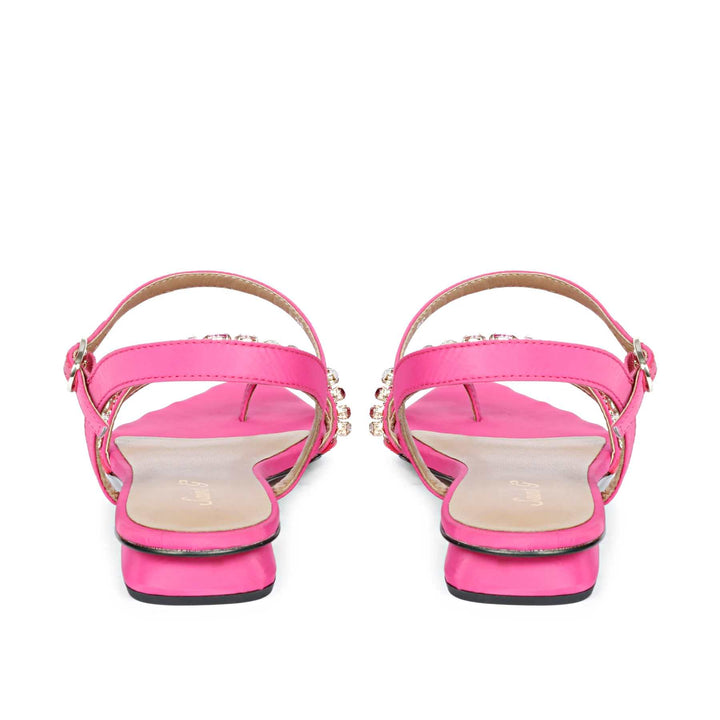 Saint Annie Stone Embellished Pink Nylon Fabric Sandals