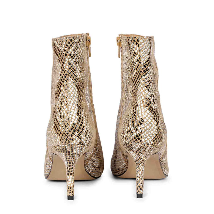 Saint Lottie Brown Snake Print Leather Kitten Heel Ankle Boots