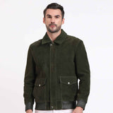 Saint Travis Green Olive Suede Leather Men's Jacket