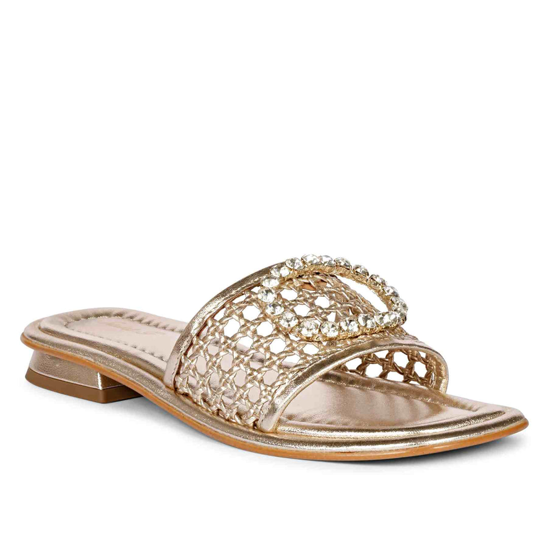 Saint Carly Gold Leather Flat Sandal