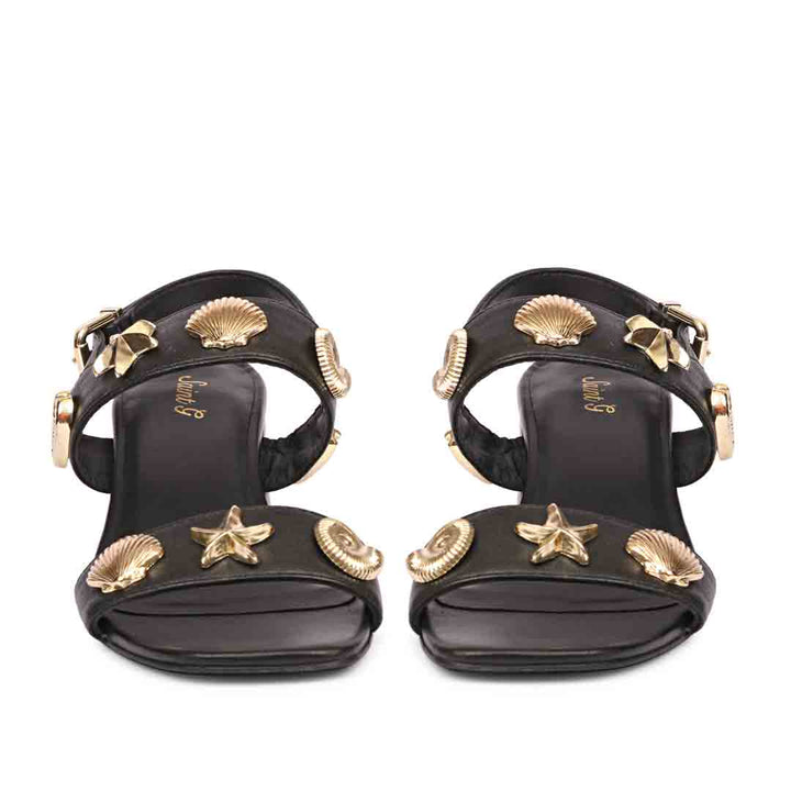 Gold leather beach theme block heels