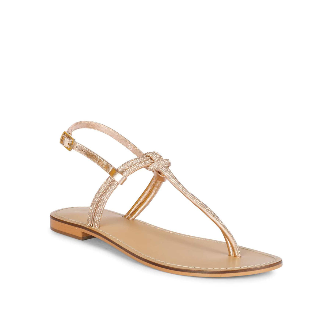 Saint Elsie Crystal Cord Amber Leather Flat Sandals